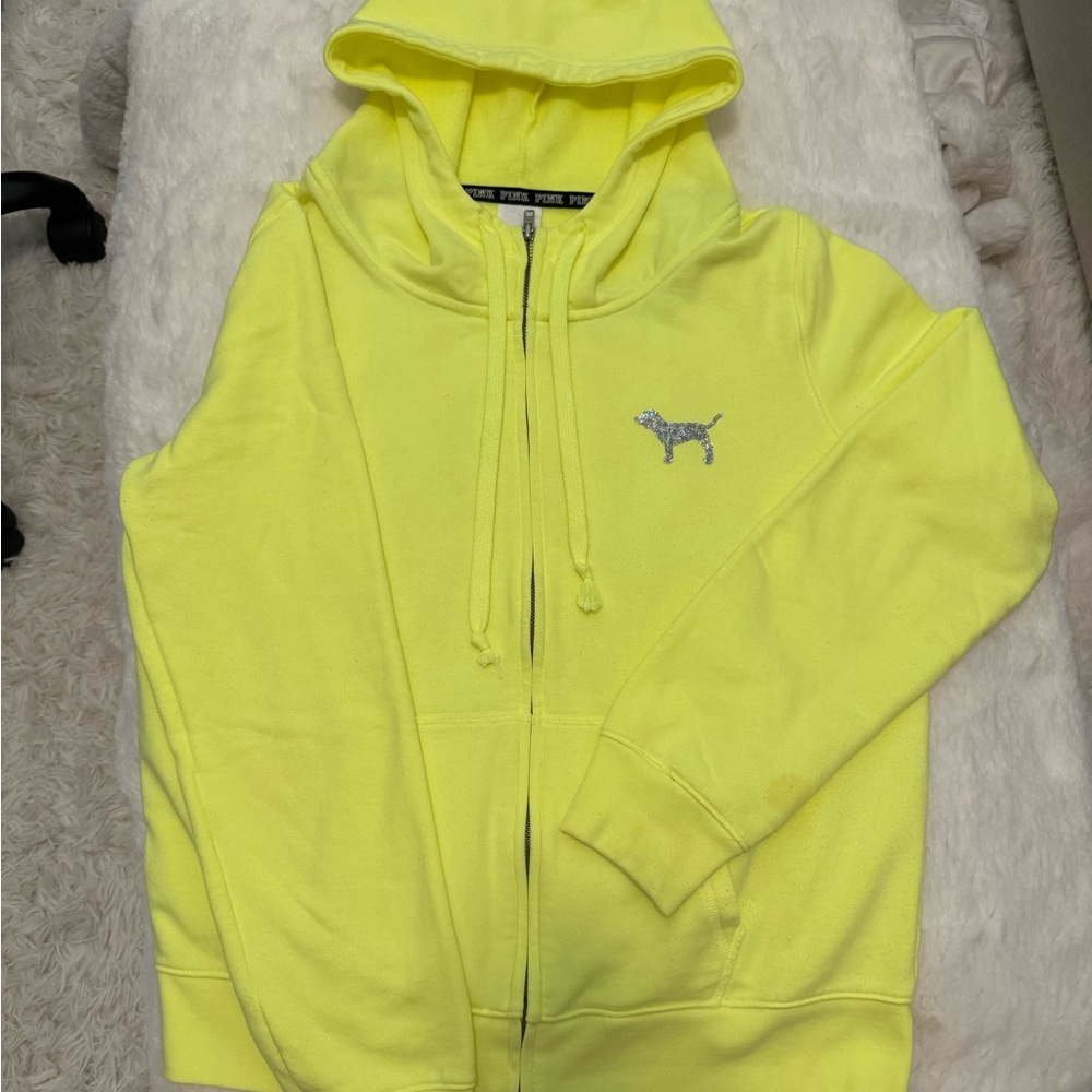 VICTORIA’S SECRET LOVE PINK BLING SEQUIN ZIPPERED SWEATSHIRT SIZE LARGE - Picture 2 of 4